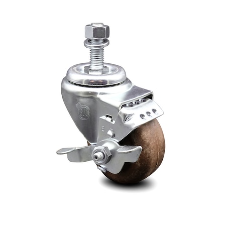 Service Caster 3.5 Inch High Temp Glass Filled Nylon 12mm Threaded Stem Caster with Brake SCC SCC-TS20S3514-GFNSHT-TLB-M1215